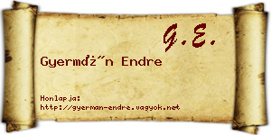 Gyermán Endre névjegykártya